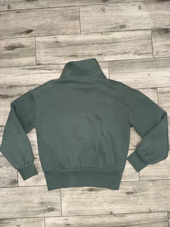 a new day Women's Half-Zip Pullover Sweatshirt in Slate Green with Gold Zipper - Picture 2 of 3